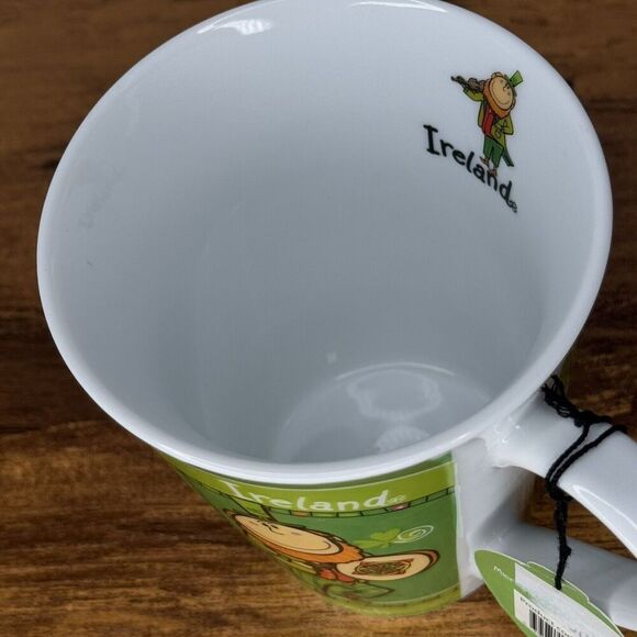 IRELAND "Luck of the Irish" Mug Fun Irish Musician Dancer & Clover Design Green - Picture 9 of 11